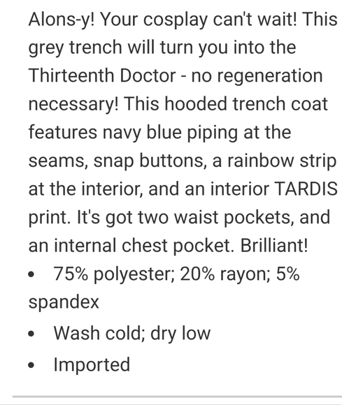 ⏱️Doctor Who Trench Coat - Picture 5 of 5